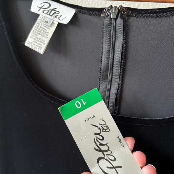 Patra 10 Black Velvet Silver Organza Floral Maxi Gown NWT Formal Evening Dress - Picture 5 of 8